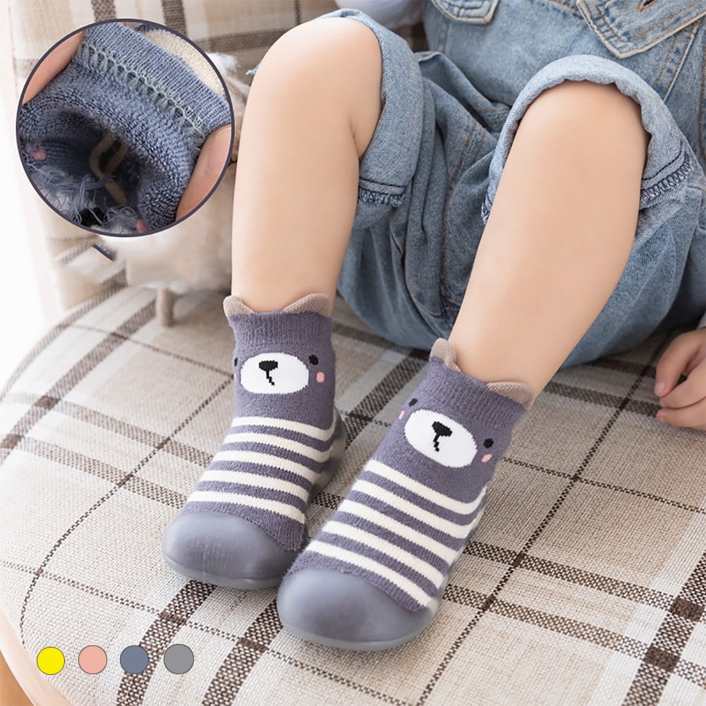 Baby Toddler Sock Shoes Infant Soft Rubber Sole Shoes Breathable Cotton First Walking Shoes Anti-Slip for Kids Baby Girls Boys