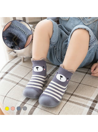 WATOCHE Baby Girl Socks Look Like Shoe Toddler Ant-slip Socks with Grips Baby Long Socks with Cute Bows Floor Shoes Socks
