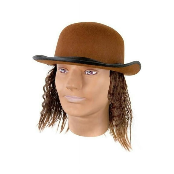 Adult Brown Hat With Wig