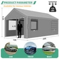 thumbnail image 6 of HOTEEL Carport 10'x20' Large Heavy Duty Car Canopy with Steel Frame, Portable Garage Wedding Tent Big Tents Carports Shelter, All-Season Tarp for Outdoor Party Birthday, Gray, 6 of 12