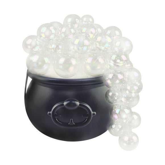 Aihimol Light up Bubble Cauldron DIY Set,7.68" Black Plastic Witches Cauldron with Handle 40 Pcs Clear Plastic Balls and String Light Halloween Cauldron Candy Bowl for Halloween Decorations
