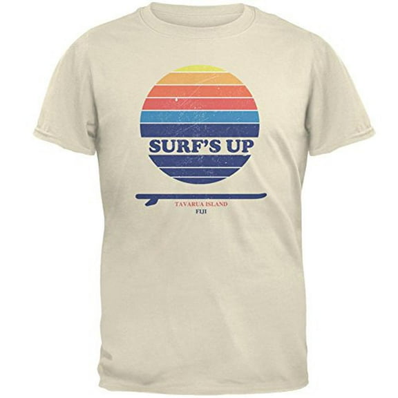 Surf's Up Tavarua Island Fiji Mens T Shirt Natural MD