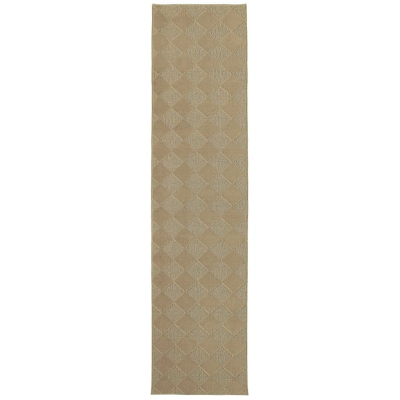 Garland Rug Diamond Polypropylene Tan Indoor Runner Rug, 2' x 8'