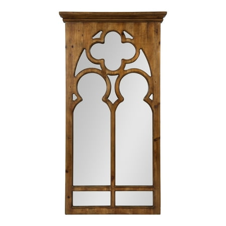 Wood Wall Mirrors Decorative Kate and Laurel Mirabela Farmhouse Casual Wood Framed Decorative Arch Wall Mirror, Light Brown ()