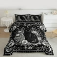 thumbnail image 2 of Homewish Female Men Animal Black Cat Bedding Comforter Set 2pcs,Gothic Style Flowers Twin Comforter Sets Microfiber,Retro Vintage Aesthetic Breathable Bedding Set,Breathable Home Decor, 2 of 8