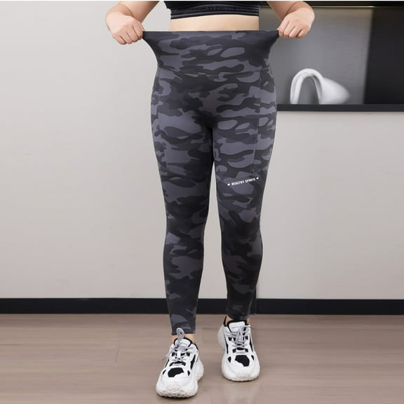 Maoxin Yoga Pants Women Plus Fleece Bodybuilding Slim Plus Size High Waist High Elastic Pocket To Wear Yoga Pants Plus Size Yoga Pants for Women Gray XL
