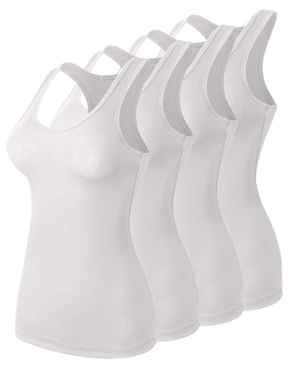 URBAN DAIZY Women's 4 Pack Tank Top Lightweight Basic Undershirt Racerback Camisole Stretch Cami