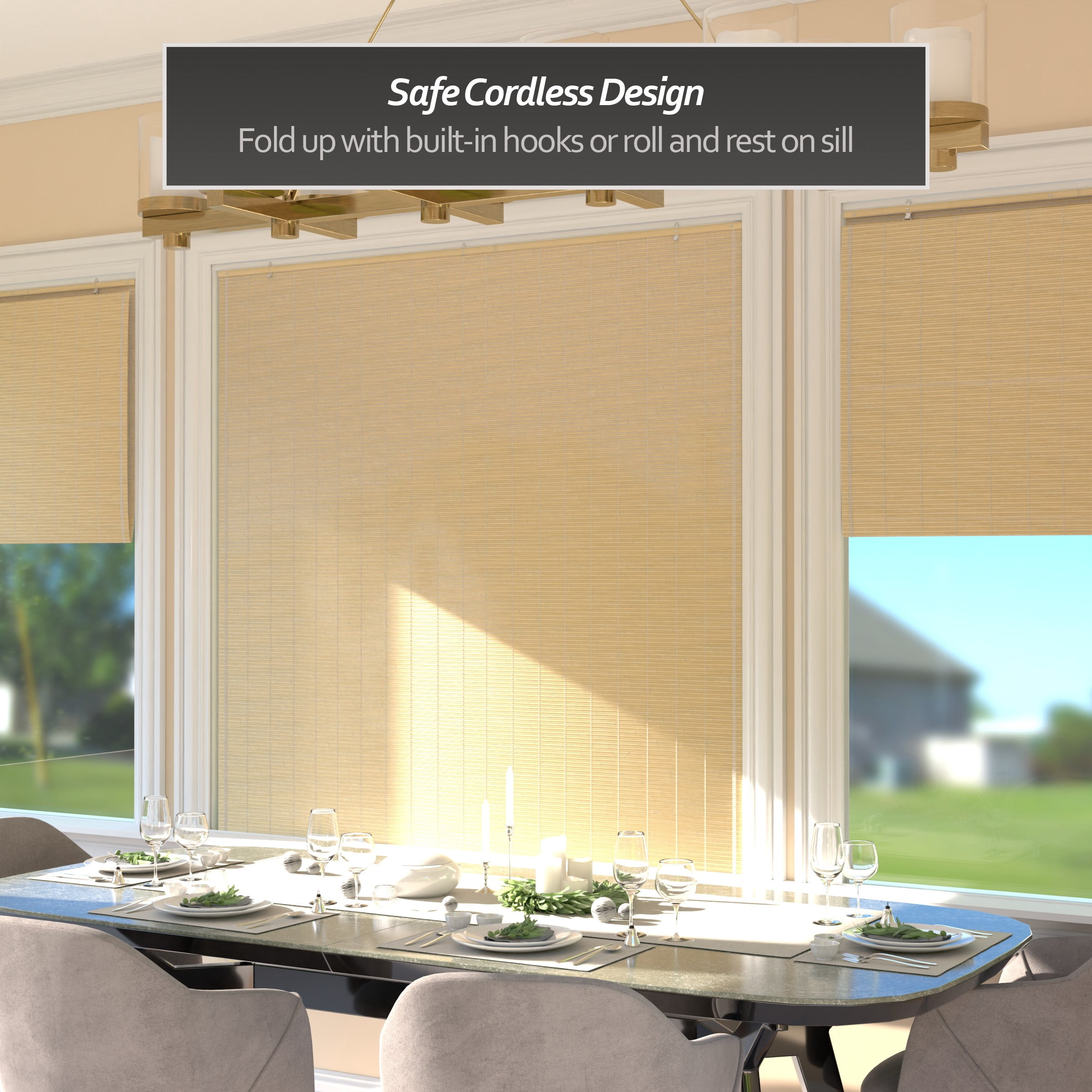 Red Lantern Bamboo Cordless Window Shade - Natural 60" W