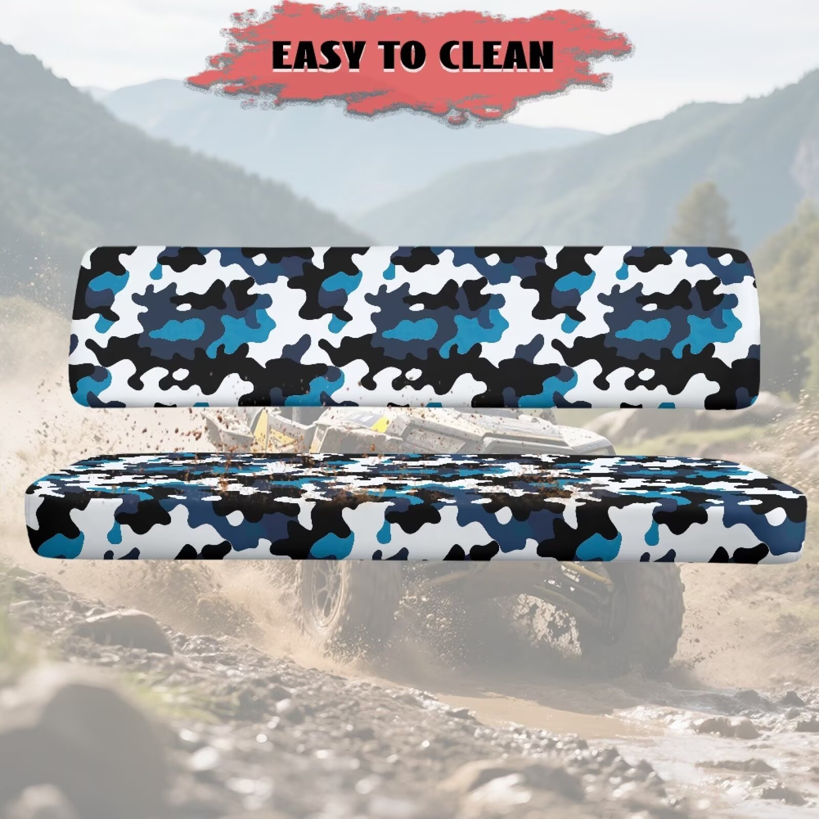 Yuyamidu Blue Camo UTV Bench Seat Cover 2Pcs UTV Covers Replacement 4 Wheeler Accessories Non-Slip All-Weather Protection Fit for Kawasaki Mule 4010 4x4 SE 2018 2017 2016