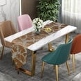 thumbnail image 2 of Violet Linen Cordova Abstract Marble Pattern, Polyester Jacquard, with Tassles, Brown, 13 Inch x 70 Inch, Decorative Table Runner, 2 of 2