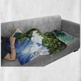 thumbnail image 6 of Jungle Soft Flannel Fleece Blanket, Mahe Island Seychelles Lake and Palms with Clear Morning Sky Forest Vacation, Cozy Plush for Indoor and Outdoor Use, 50" x 60", Aqua Green White, by Ambesonne, 6 of 6
