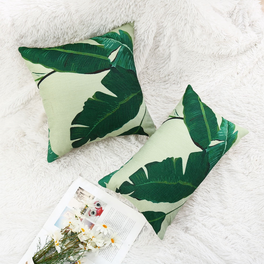 Unique Bargains Leaves Decorative Throw Pillow Cover #2 12"x20" and 18"x18"