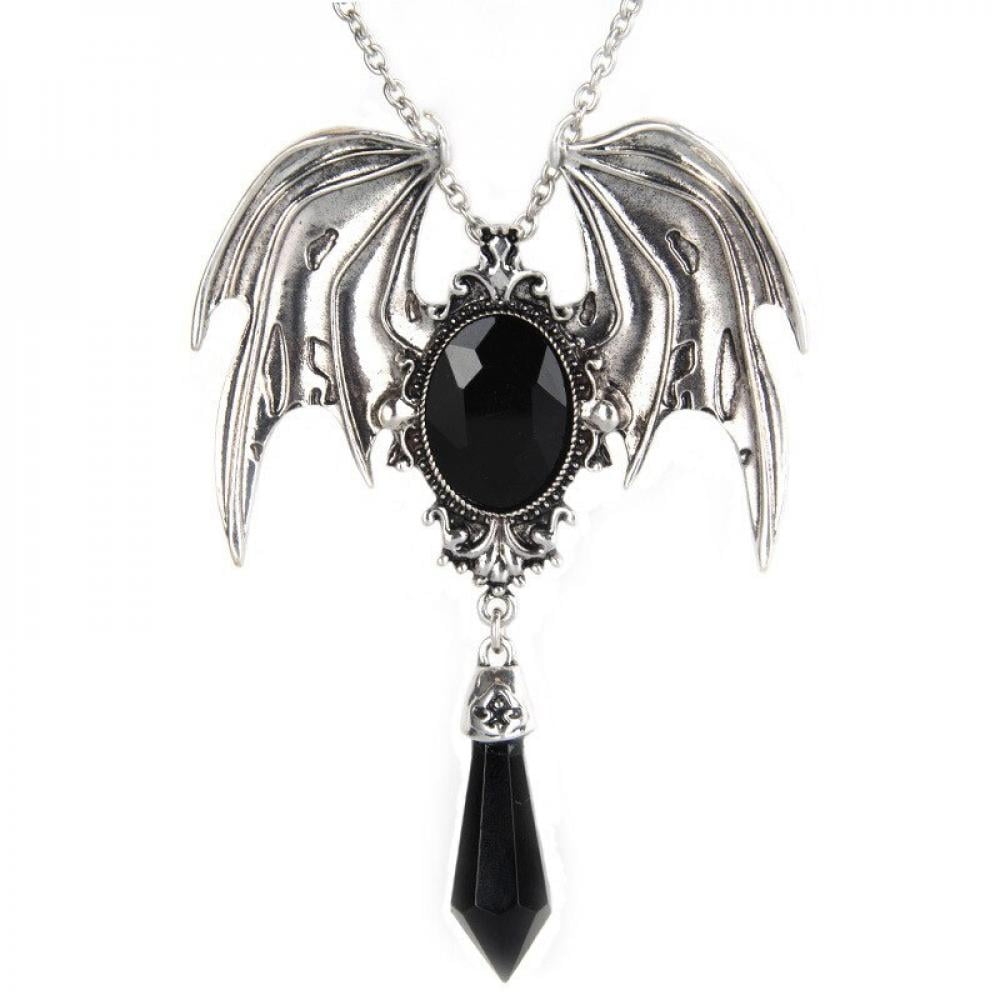 Promotion!bat Wings Necklace Sterling Silver Bat Necklace Retro Gothic Ruby Pendants for Halloween /Party, Women's