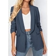 thumbnail image 2 of PRETTYGARDEN Women's Spring Blazers Business Casual Outfits Open Front Ruched 3/4 Sleeve Lightweight Work Suits Jackets, 2 of 8