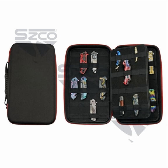SZCO 64 Knife Hard Storage Case – 16" x 9" Organizer with Zip Closure, Carry Handle, Nylon & EVA Build