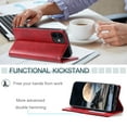 thumbnail image 5 of Mantto Flip Wallet Case for iPhone 11, for Women Men, Magnetic Closure Folio Cover with Credit Card Holder Slots, Shockproof Durable PU Leather Kickstand Phone Case,Red, 5 of 8
