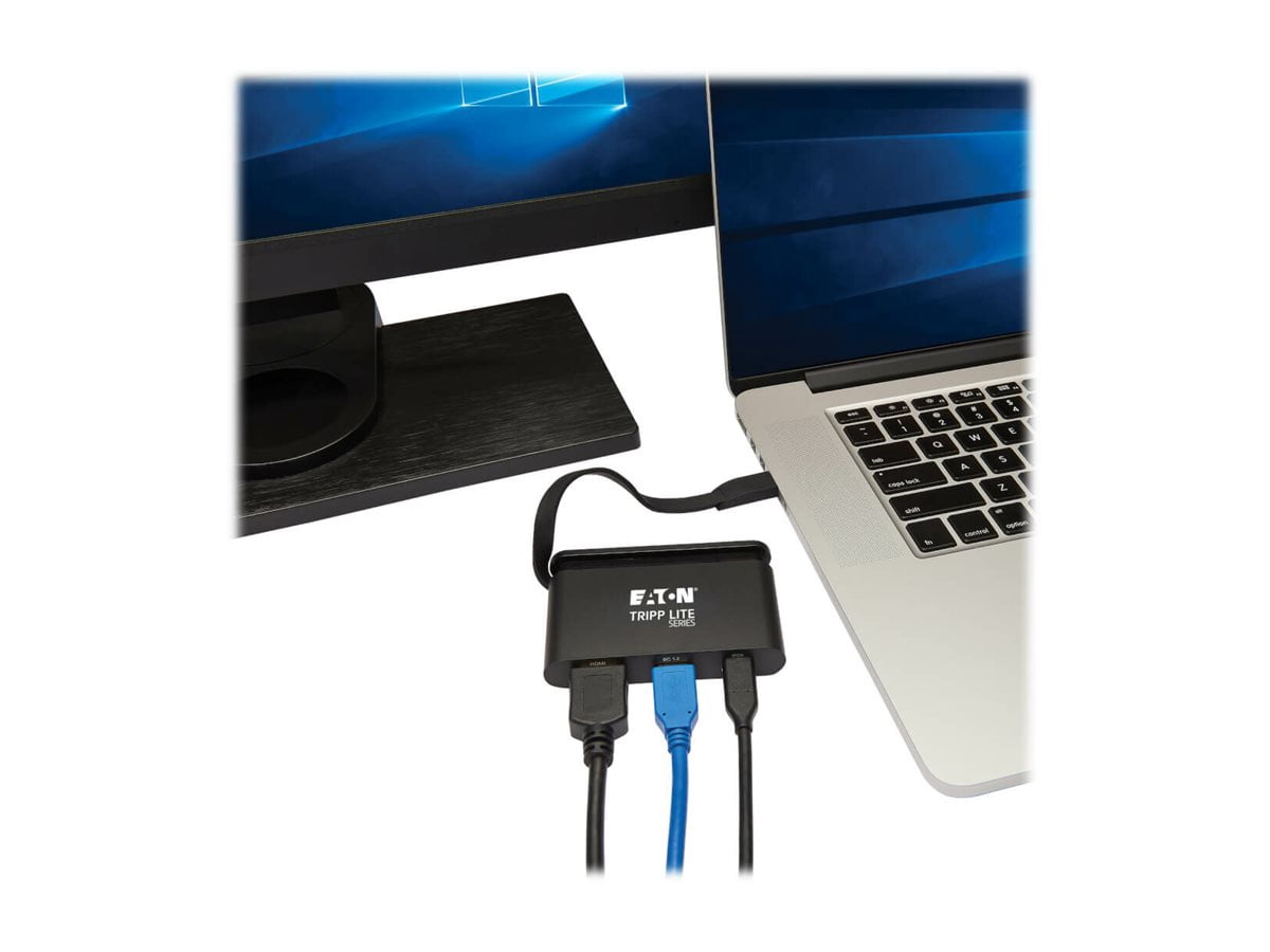 Tripp Lite USB C Adapter 4K HDMI Gbe USB-A Hub PD Charging Storage Cable