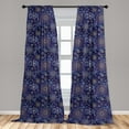 thumbnail image 5 of Ambesonne Dark Blue Curtains, Snowflakes Xmas Art, Pair of 28"x84", Multicolor, 5 of 5