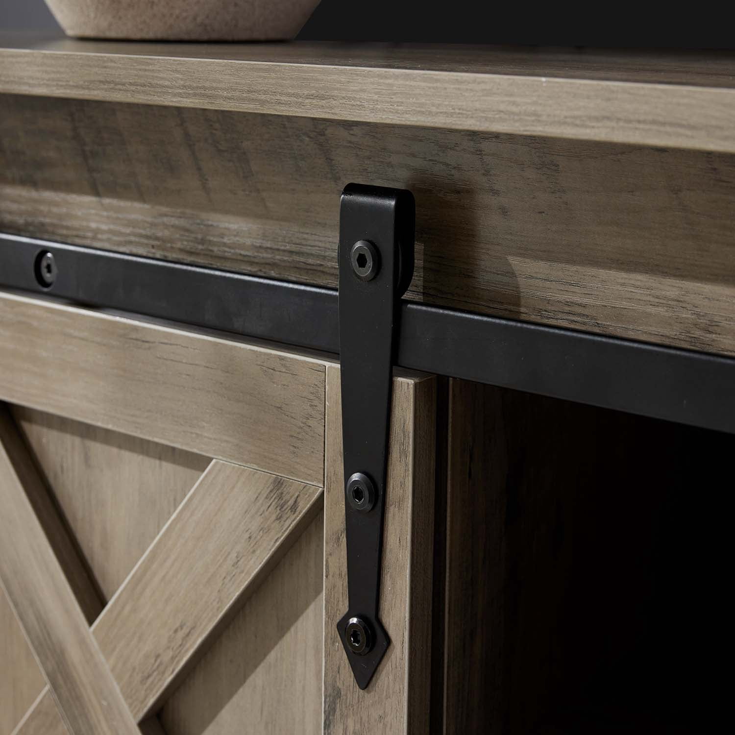 Entryway Console Table with Sliding Barn Doors & Storage Shelf for Living Room, Hallway, Gray