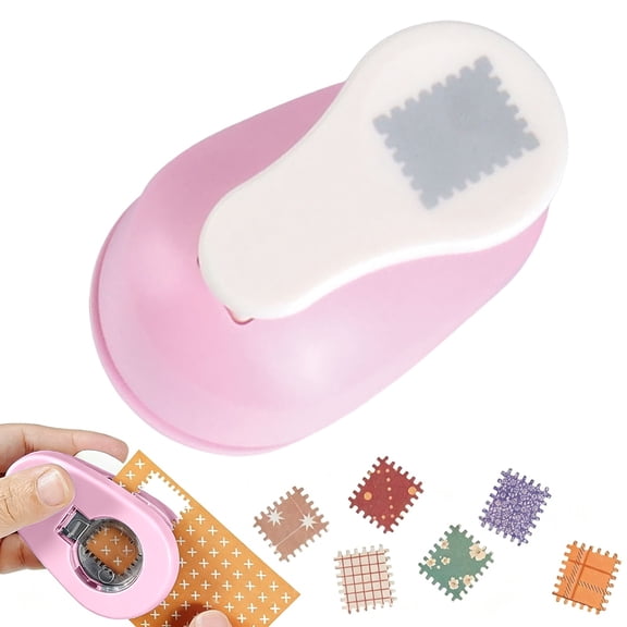 Stamp Punch, Stamp Puncher, Rectangular Postage Stamps Punches, Paper Punches for Crafting, Stamp Cutter Hole Puncher for Scrapbooking, Journaling, Card Making, Pink