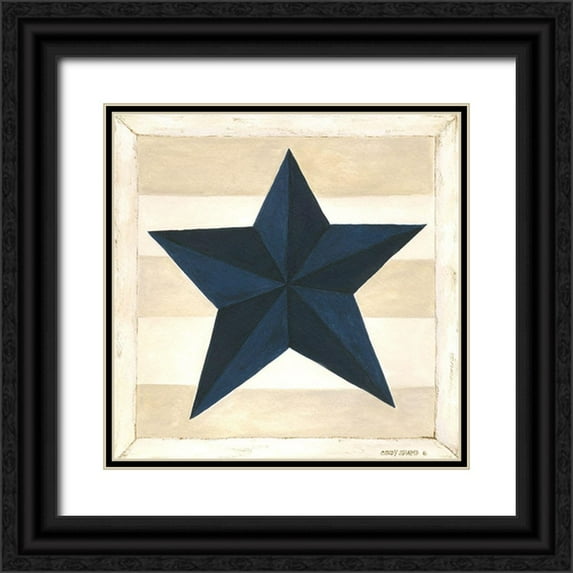 Shamp, Cindy 12x12 Black Ornate Wood Framed with Double Matting Museum Art Print Titled - Blue Star, White Stripes