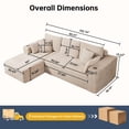 thumbnail image 3 of 102" L-Shaped Modular Sectional Sofa with Chaise and 4 Throw Pillows, 3 Seater Comfy Corduroy Fluffy Couch,Boneless Couch with Deep Seat and 2 Cup Holders for Living Room,Apartment,Office,No Assembly, 3 of 13