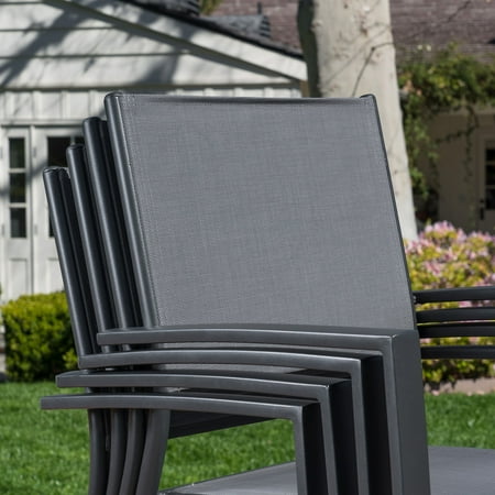 Hanover Naples 11 Pcs Aluminum Outdoor Dining Set, Gray
