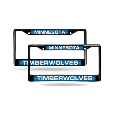Minnesota Basketball Timberwolves Black Metal (Set of 2) Laser Cut License Plate Frames