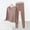 Khaki, variant on Womens Pajama Sets Oversized Solid Color Lightweight Sleepwear with Pants Summer Crew Neck Long Sleeve Pajamas Summer Pajamas