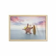 thumbnail image 1 of Surfboard Wall Art with Frame, Starfish Surfer on Tropic Sandy Beach Alongside Exotic Summery Sunset Composition, Printed Fabric Poster for Bathroom Living Room, 35" x 23", Multicolor, by Ambesonne, 1 of 2
