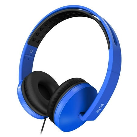 On Ear Headphones with Microphone Wired Headphones Headsets Volume Control for Cell Phone, Tablet, PC, Laptop, MP3/4,Blue