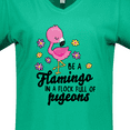 thumbnail image 4 of Inktastic Be a Flamingo in a Flock of Pigeons with Flowers Women's V-Neck T-Shirt, 4 of 5