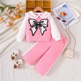 thumbnail image 4 of Pandaie Big Bow Embroidery Sweatsuit for Toddler Girls Raglan Doll Neck Sweet Clothes Outfit 3T 4T 5T 6T Kids School Pullover Tracksuit White,18-24 Months, 4 of 7