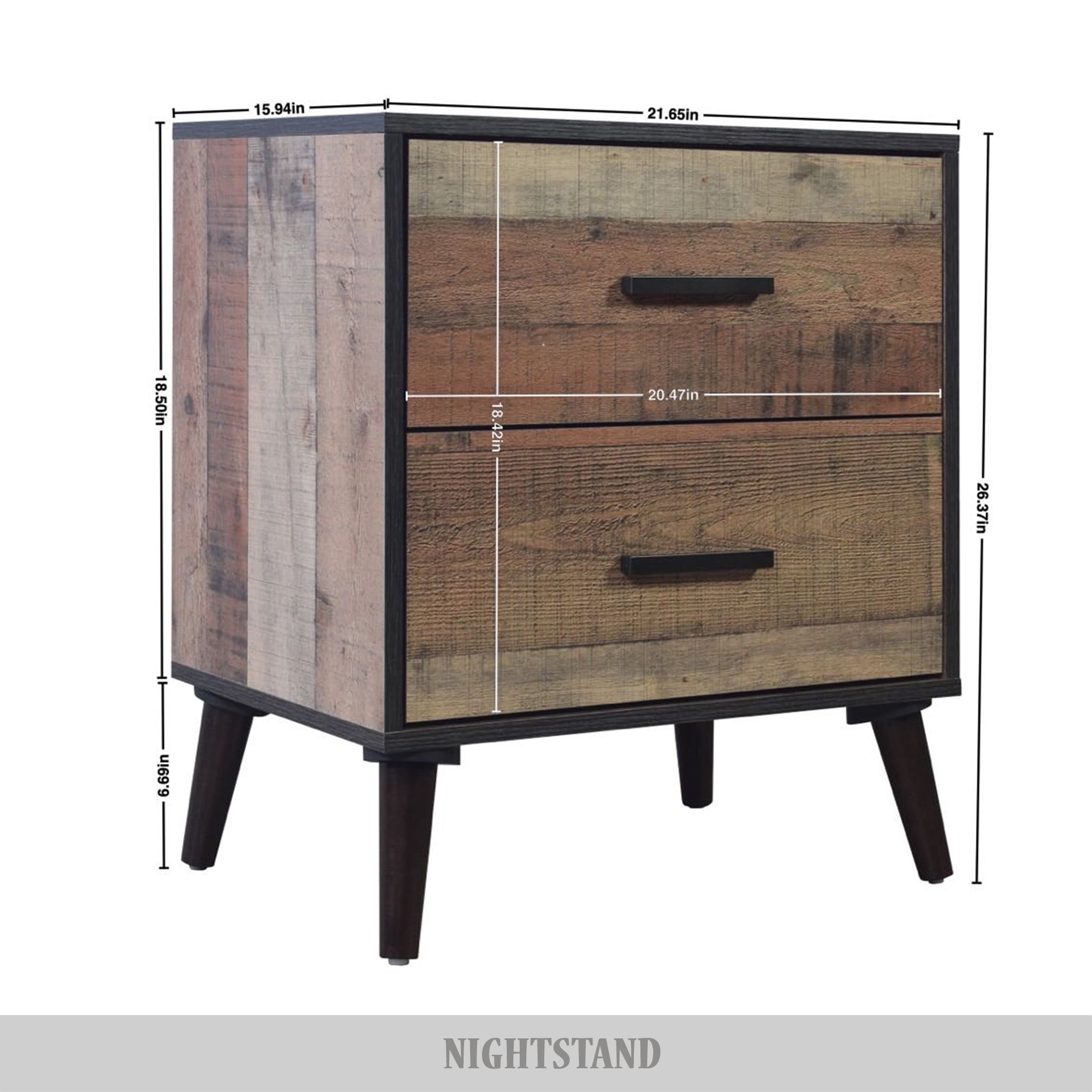 Castle Place Classic 2 Drawer Nightstand, Natural Oak