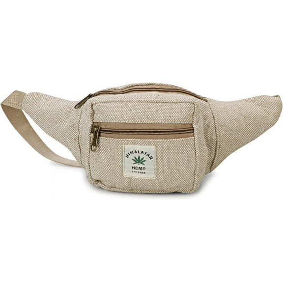 FibreGold Hemp Fanny Pack, Adjustable Waist and Multiple Pockets, Waist Bag for All Purpose, Waist Belt
