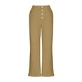 thumbnail image 5 of Hvot&aat Women's Summer Button High Waist Wide Leg Linen Palazzo Pants Business Work Trousers Long Casual Pants with Pockets, 5 of 5