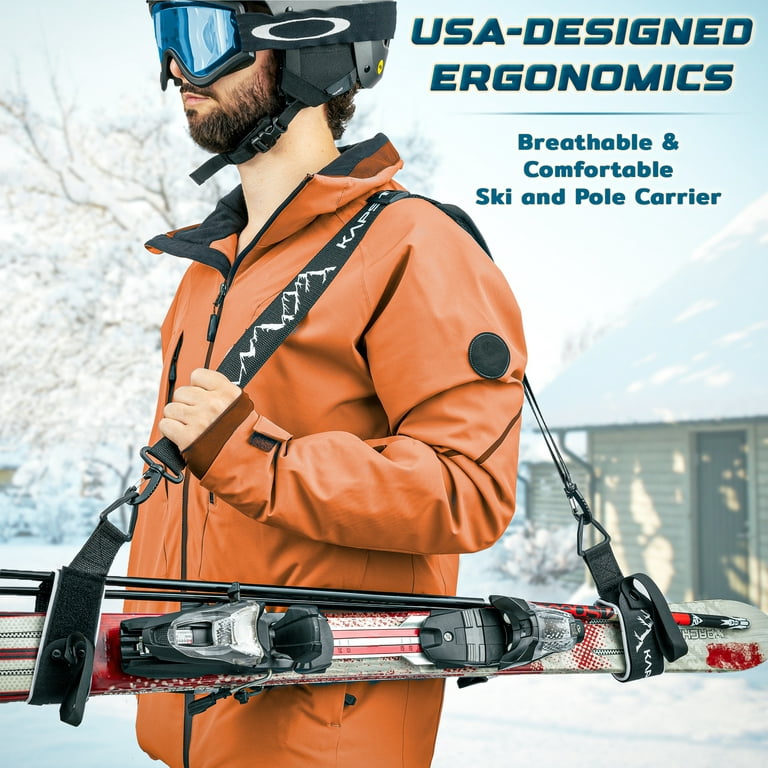 Ski Strap & Pole Carrier for Kids & Adults, Adjustable Shoulder Straps to  Carry Skis & Poles w/ Ease by KapStrom 
