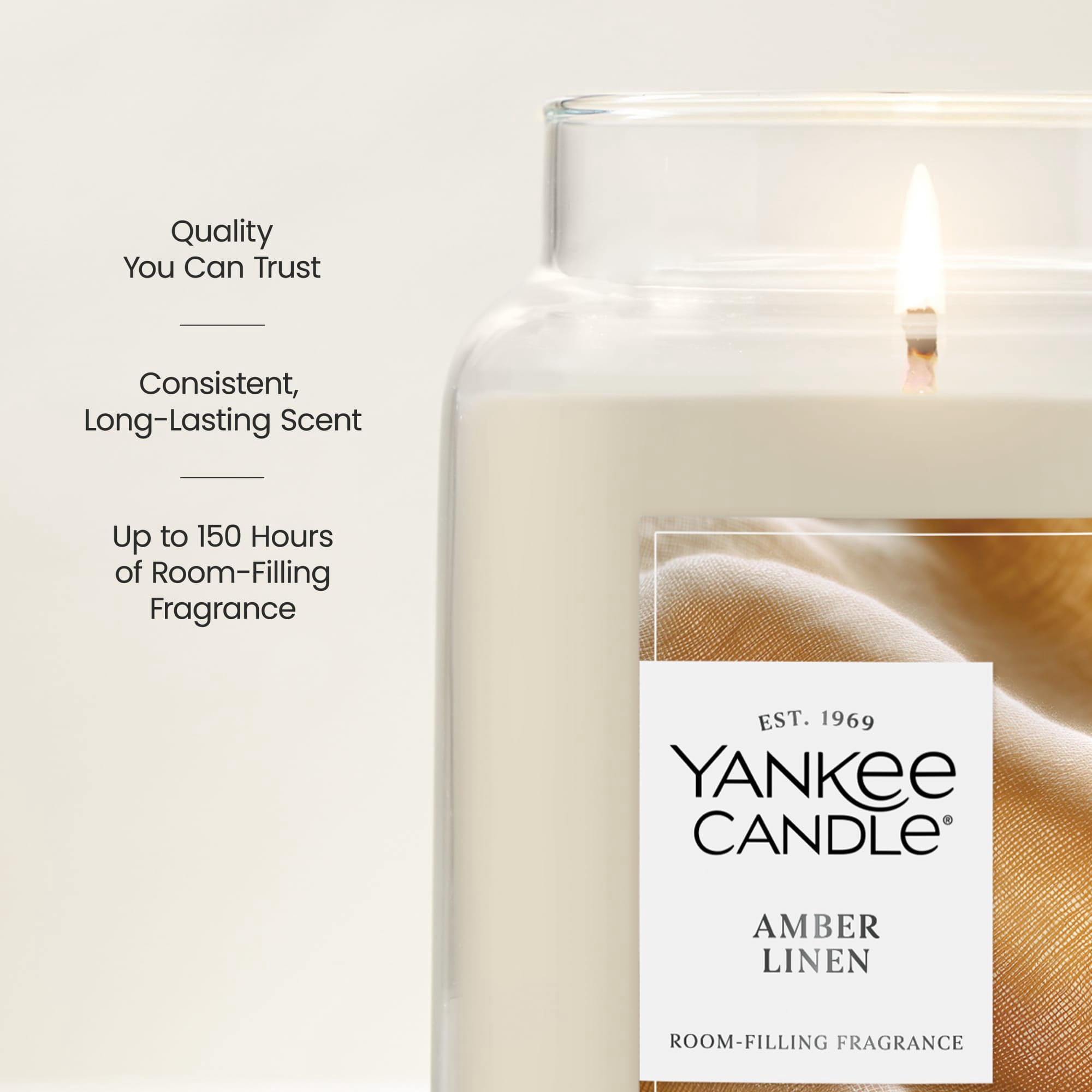 Yankee Candle Amber Linen Original Large Jar Scented Candles, 22 oz
