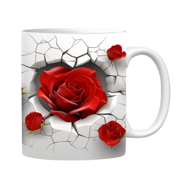 Regalos para Parejas Día de San Valentín Rosa Roja Familia Taza de Café Regalo para Parejas Día de San Valentín Regalos para Parejas