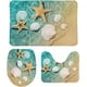 thumbnail image 1 of Juego de alfombras de baño Zhuge de 3 piezas con diseño de estrella de mar y concha, alfombrilla de contorno para inodoro, alfombrilla antideslizante para baño, 1 of 4