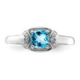 thumbnail image 5 of Sterling Silver Rhodium Diamond & Light Blue Topaz Ring, 5 of 6