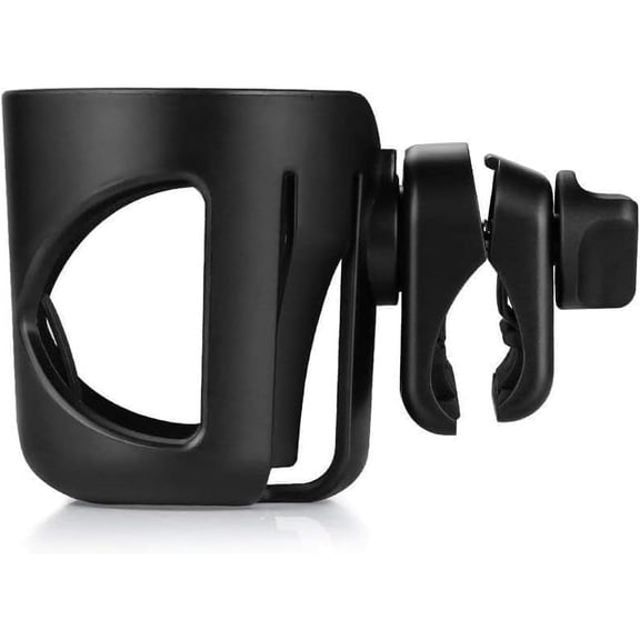 New Cup Holder Compatible with Rollators, Medline, etc. A Solid Super Secure Fit. 360 Degrees Rotatable. Anti-Shake Spill Resistant. (Black)