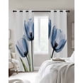 thumbnail image 3 of Blue Tulips Blackout Curtains 84 Inches Long for Bedroom, Country Retro Aesthetic Floral Flower Thermal Insulated Room Darkening Black Out Window Curtain Panels Grommet Drapes for Living Room, 3 of 8