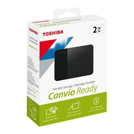 Refurbished TOSHIBA HDTP320XK3AA Canvio Ready Portable External Hard Drive, 2TB, Black