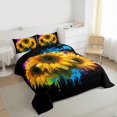 thumbnail image 3 of Homewish Yellow Sunflower Bedding Comforter Set,Watercolor Splatter Ink Twin Comforter Sets,Tustic Plant Flower Bedding Set For Girls Kids,Super Cozy Room Decor Reversible,2 Pieces, 3 of 8
