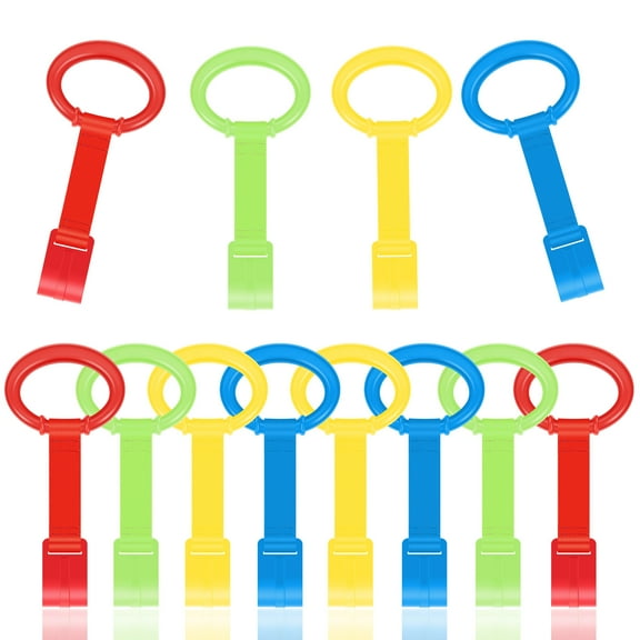 Ikoopy 12 Pcs Playpen Pull Up Ring Easy to Install Baby Walking Exercises Assistant Ring for Infant Baby Toddler Early Standing Practice 4 Colors