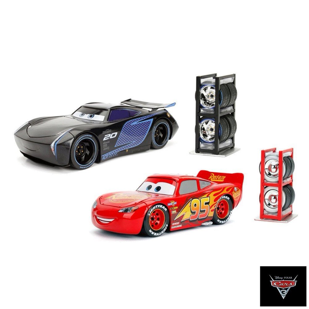 disney pixar cars 3 diecast lightning mcqueen & jackson storm + tire
