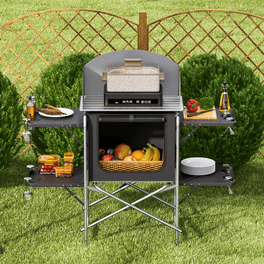 Best Choice Products Portable Folding Grill Table Outdoor Food Prep Station for Camping w Carrying Case 4 Hooks Walmart