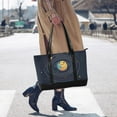 thumbnail image 4 of FORMRS Canvas Laptop Tote Bag for Women with 15.6" Computer Compartments Shoulder Handbag, Cat Planet, 4 of 7