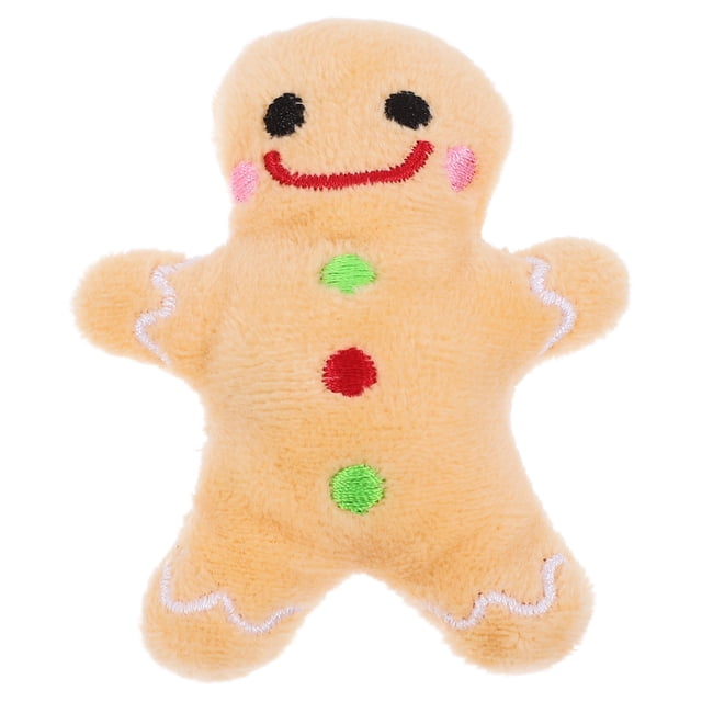 SHISUYAN 1Set Plush Dog Pet Toy Cartoon Gingerbread Man Shape Brown For Christmas Celebration